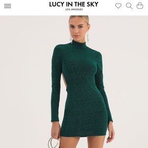 Agnes Dotted Knit Open Back Dress in Green - Lucy in the Sky